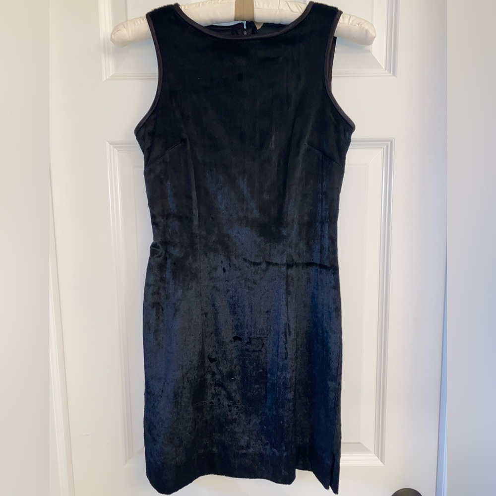 Nicole Miller black, mohair sleeveless, mini cocktail dress.